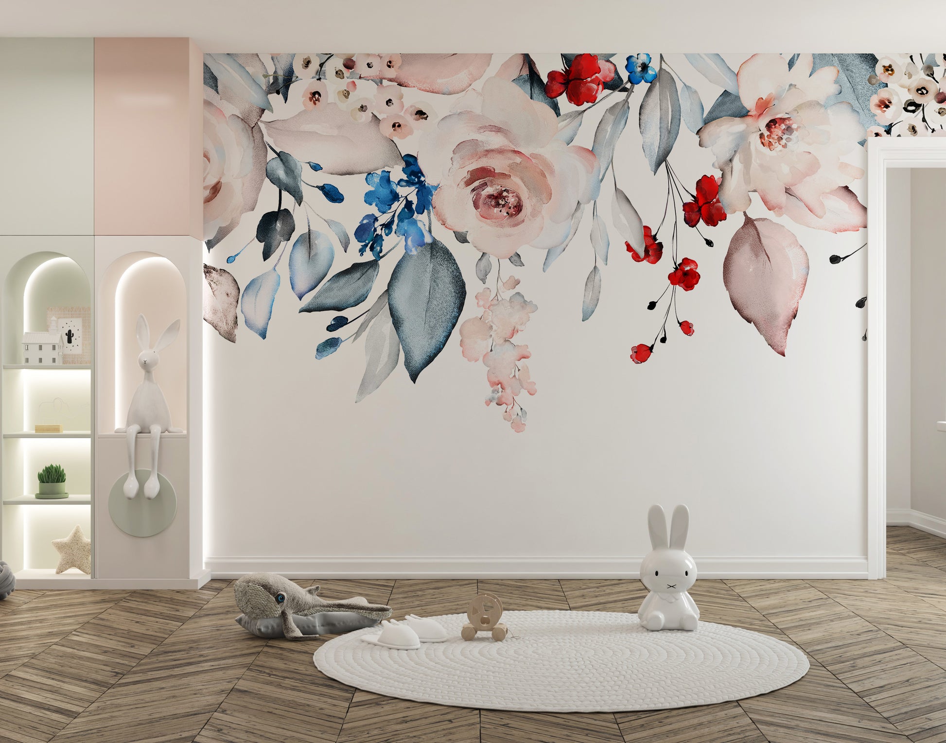 Soft Pink Flower Wall Mural Design