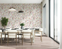 Beautiful Wallpaper for Walls Pink Watercolor Meadow art.