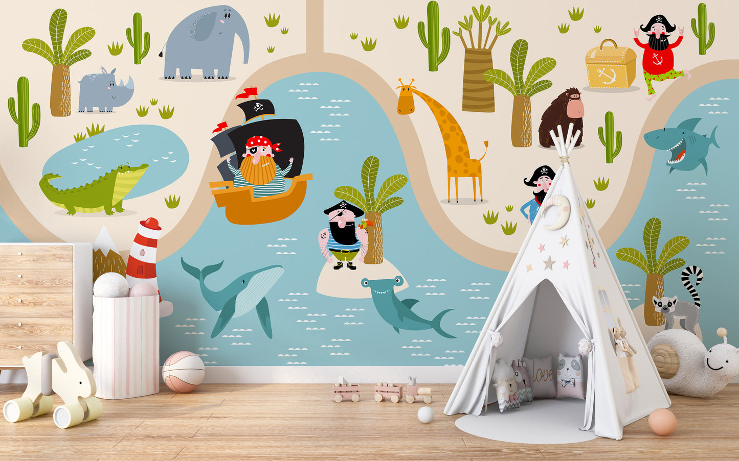 Pirate Animals Kids Wallpaper - Giffywalls