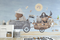 Pirate Bear Adventure Kids Room Wall Mural - Giffywalls