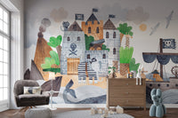 Pirate Fortress Wall Mural for Adventurous Themes - Giffywalls