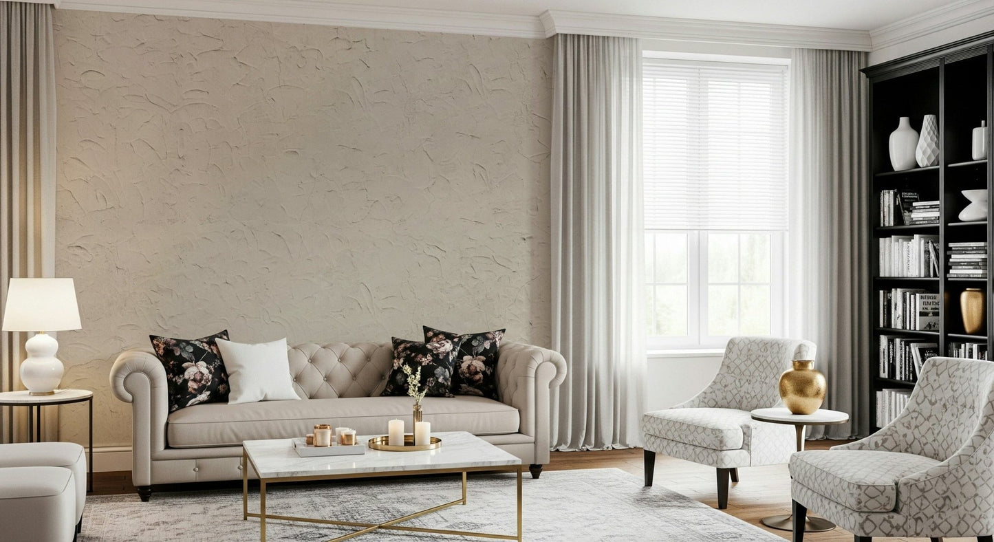 Contemporary wall art with natural plastered beige tones