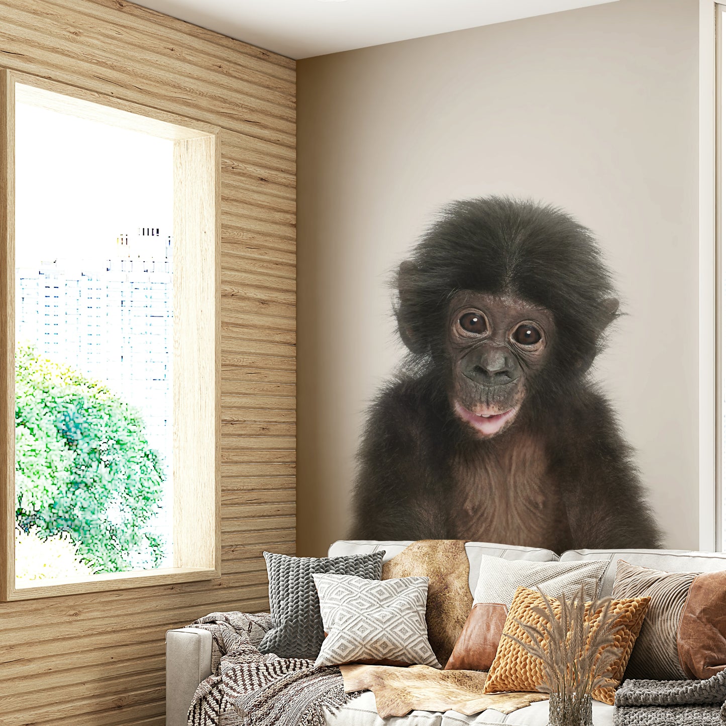 Jungle wall art featuring a baby monkey design

