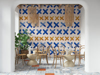 Brushstroke crosses wallpaper featuring hand-painted X-shaped strokes.