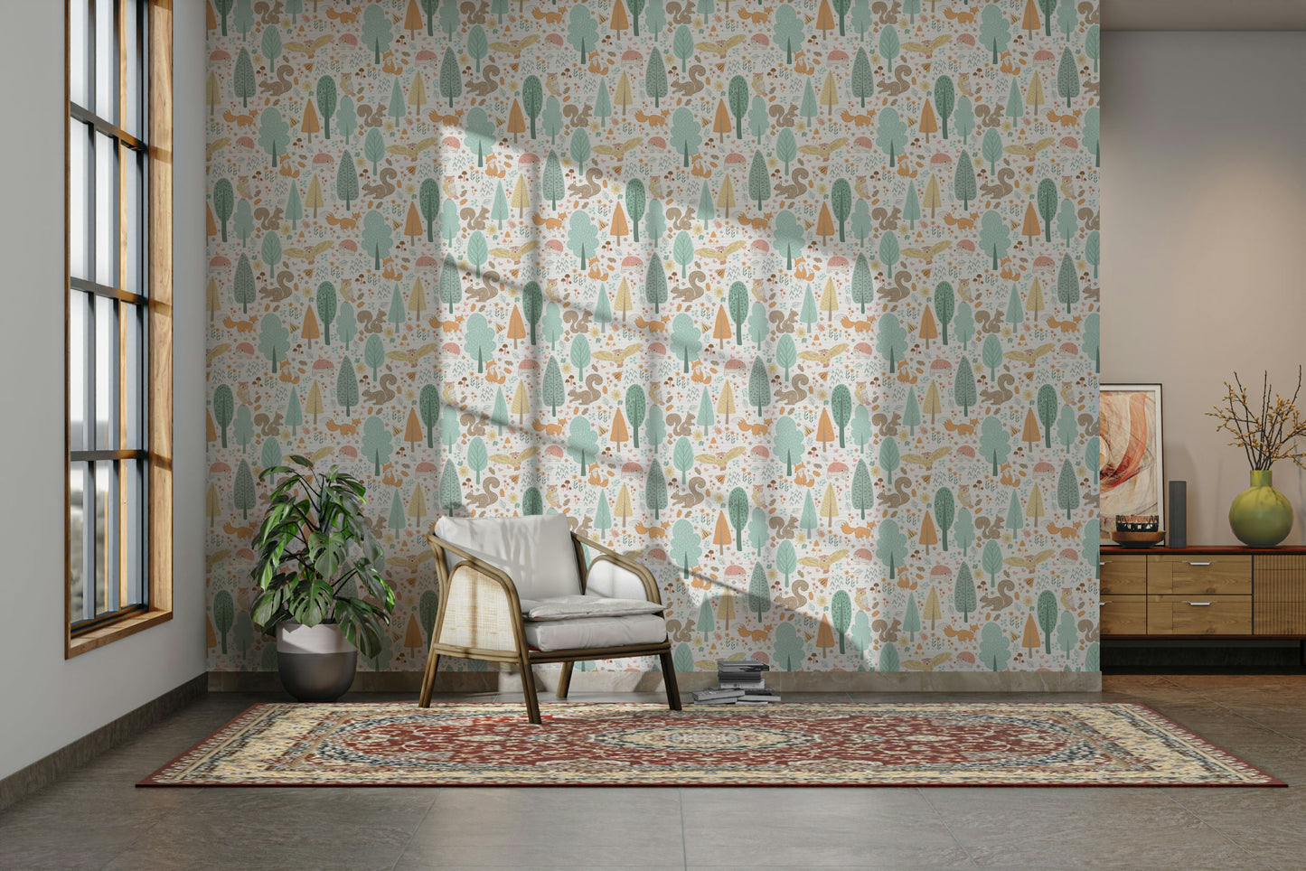 Adorable woodland animals wallpaper for toddlers

