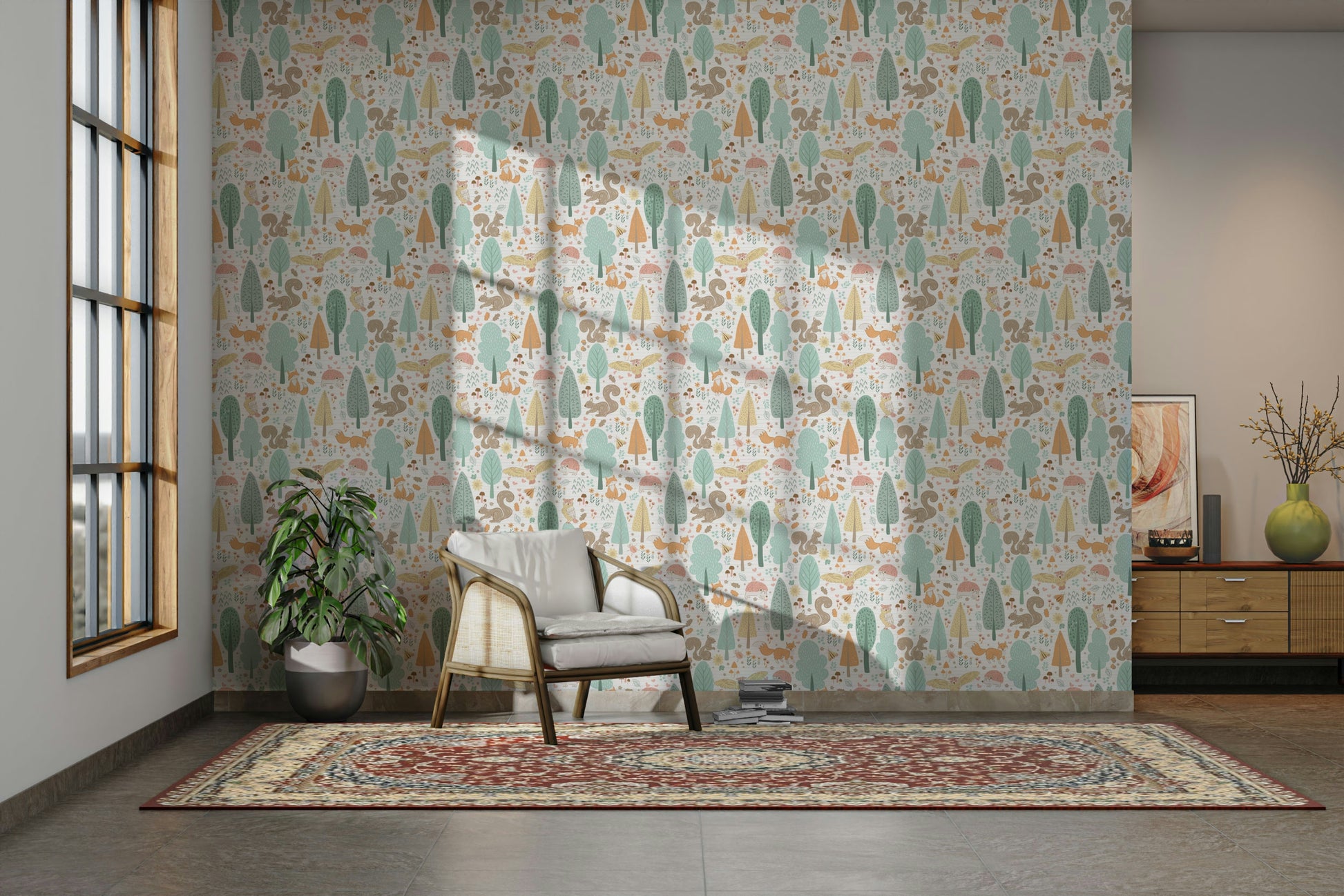 Adorable woodland animals wallpaper for toddlers

