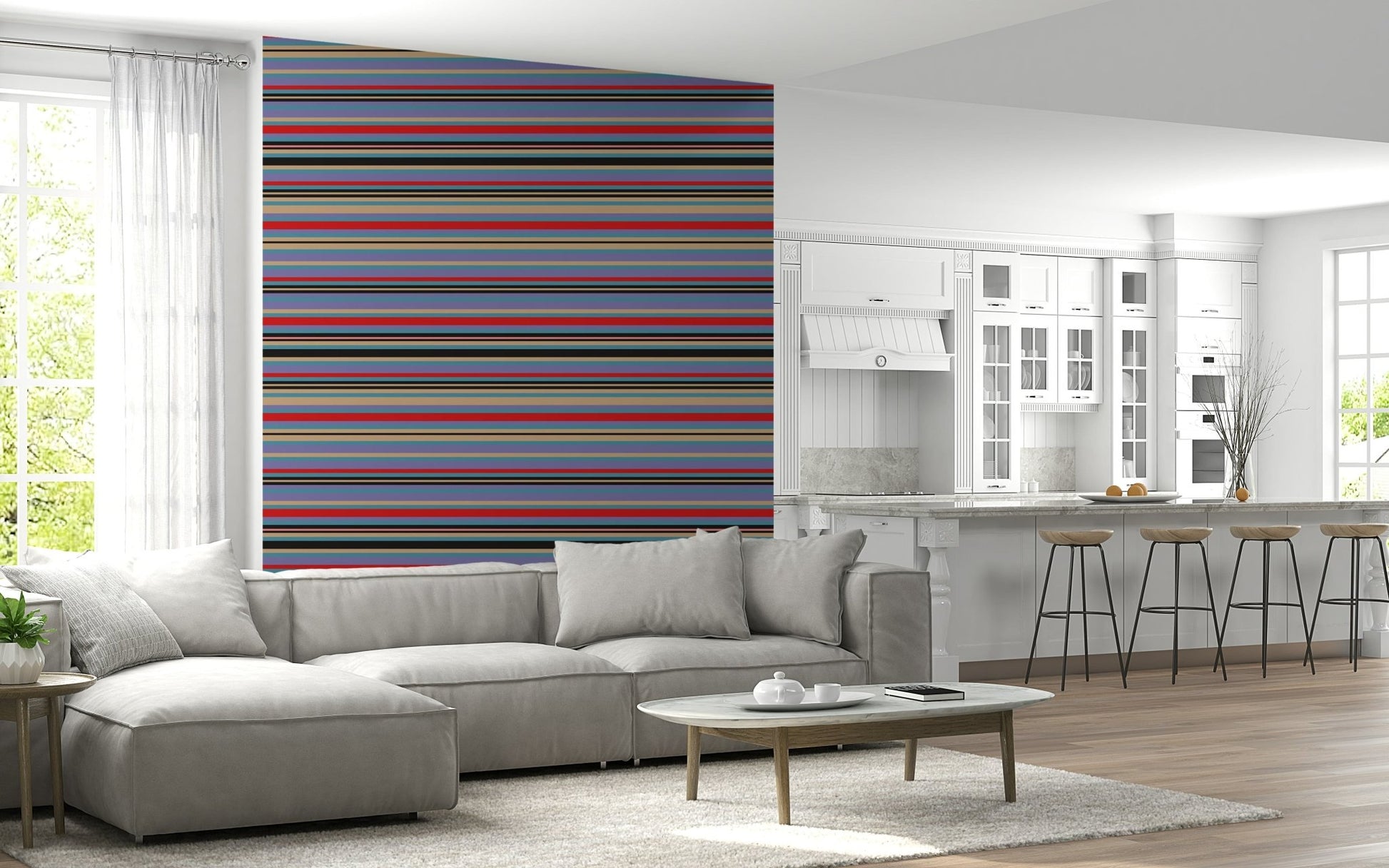 1950s Lavender Purple Blue Red Black wallpaper mural, striking design.
