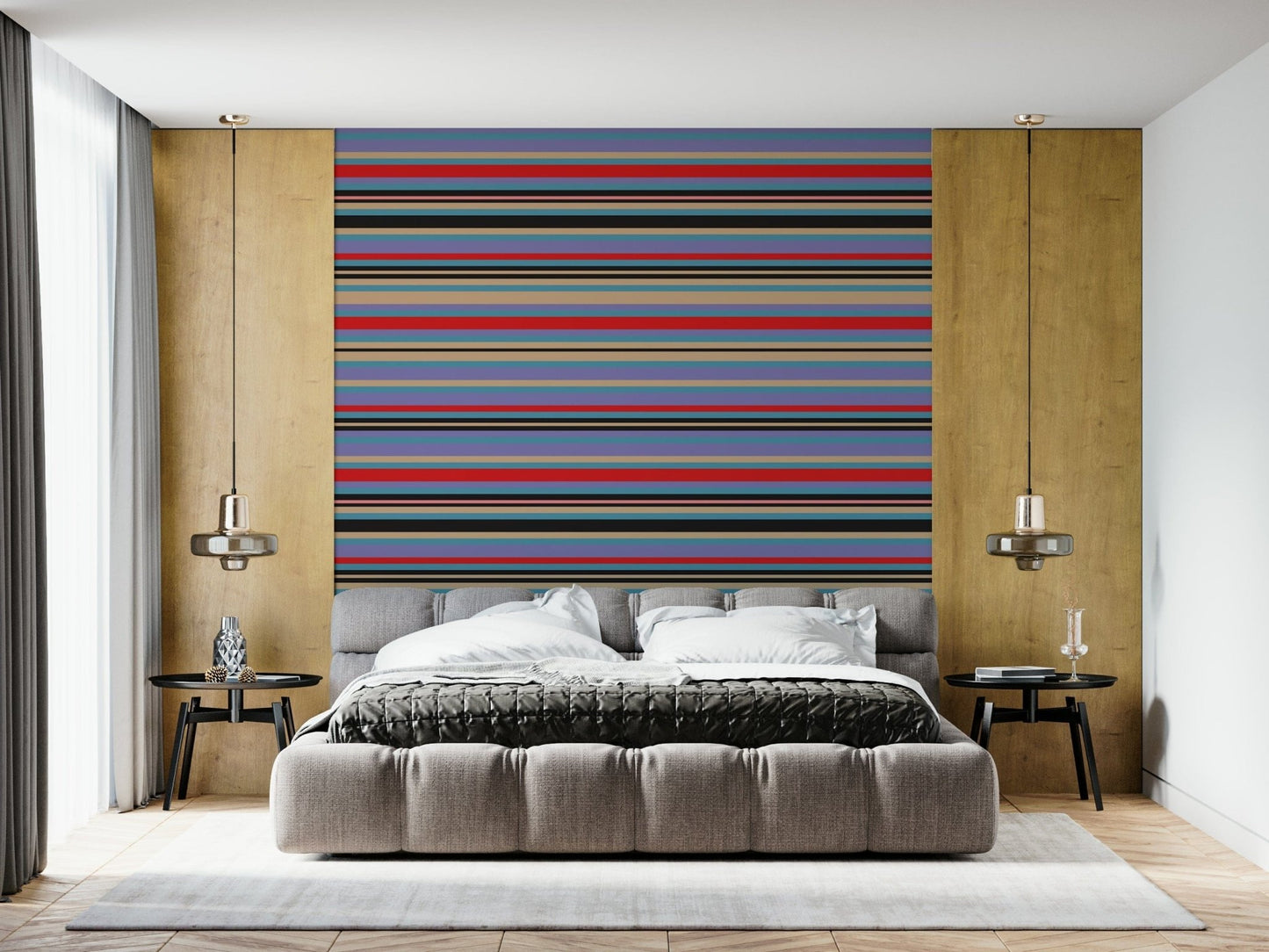 Bold colored 1950s Lavender Purple Blue Red Black aesthetic wallpaper.