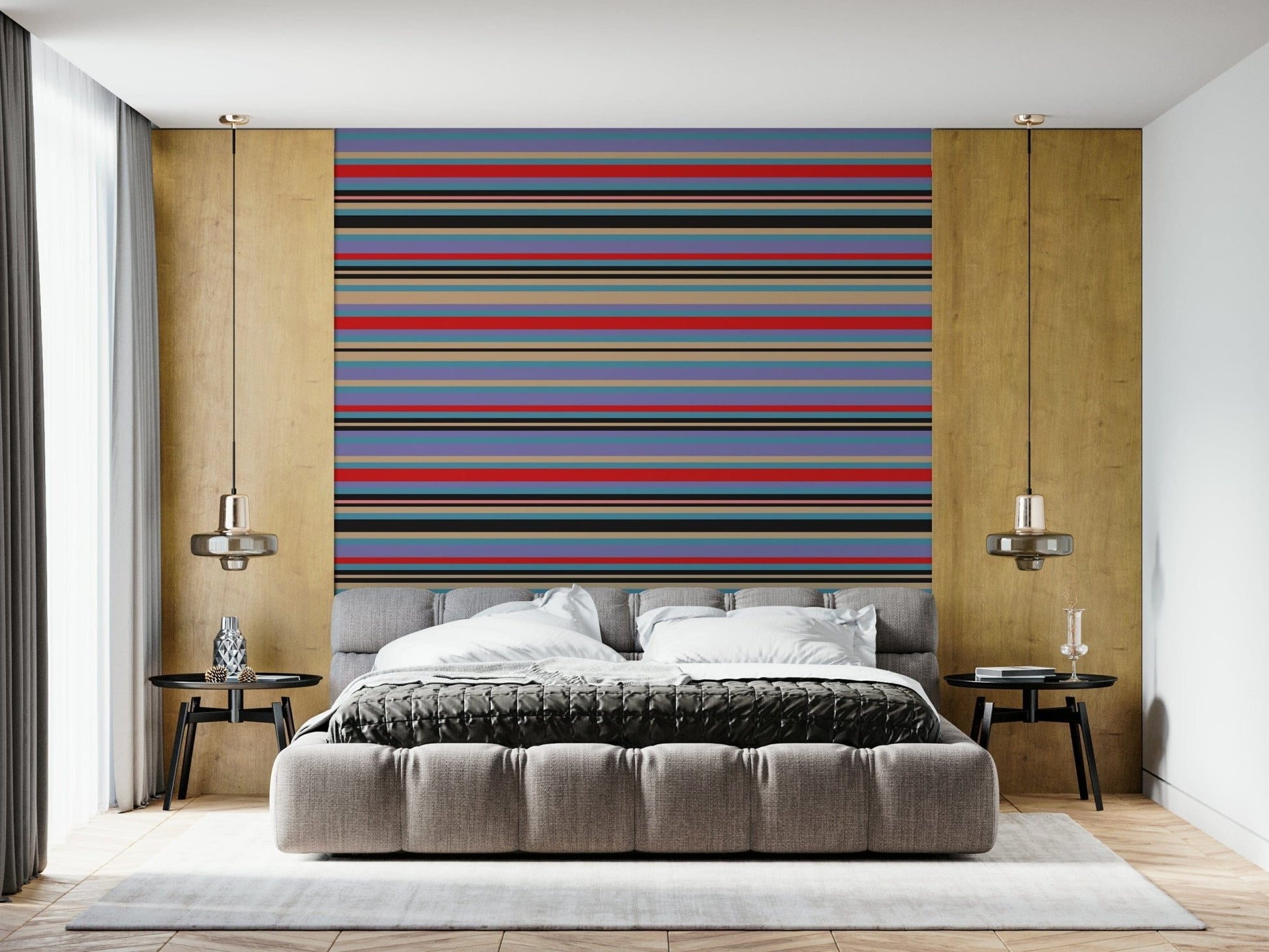 Bold colored 1950s Lavender Purple Blue Red Black aesthetic wallpaper.