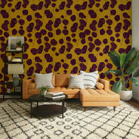 The wallpaper is used to create a feature wall in a dining room.

