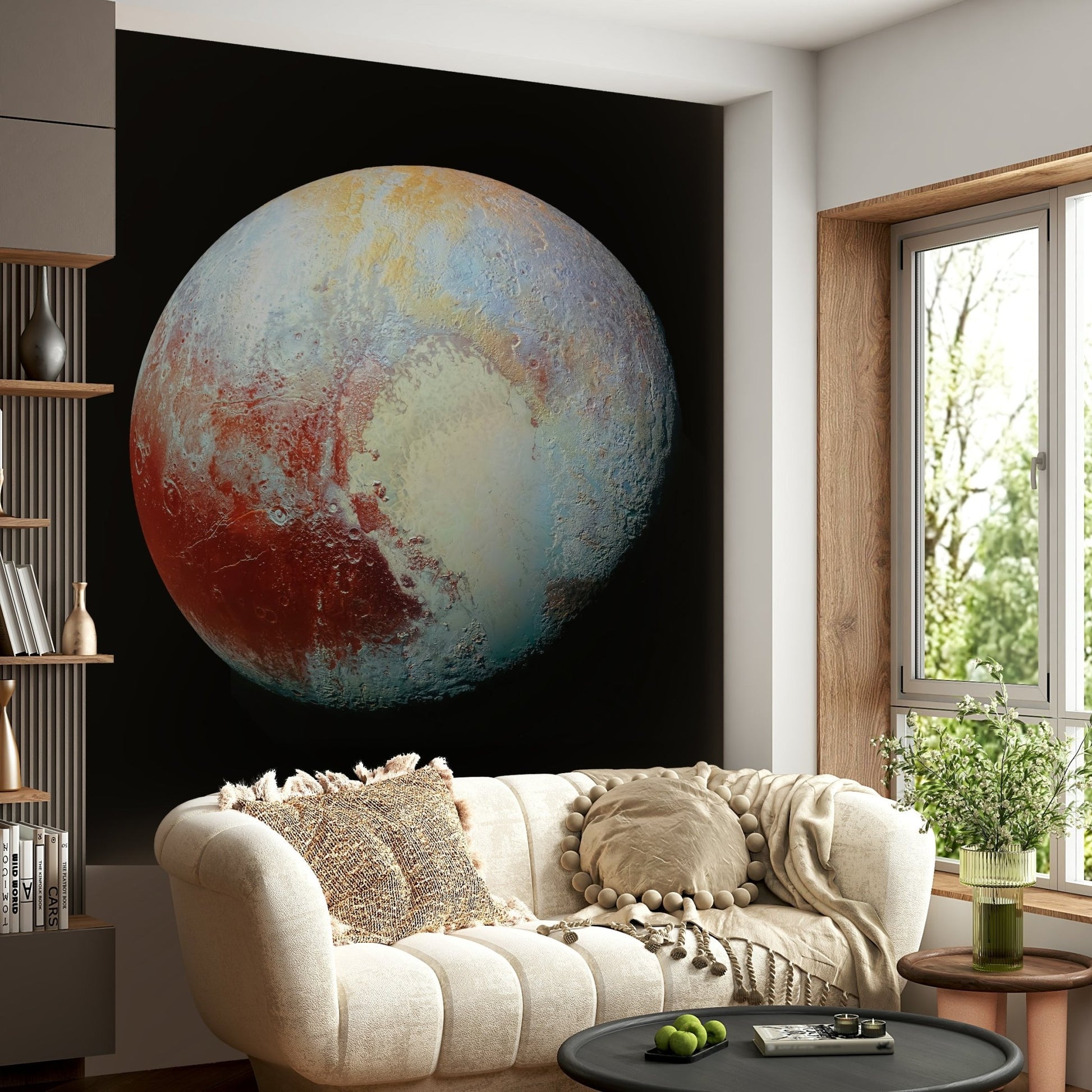 The room's lighting highlights the dramatic feel of the pattern.

