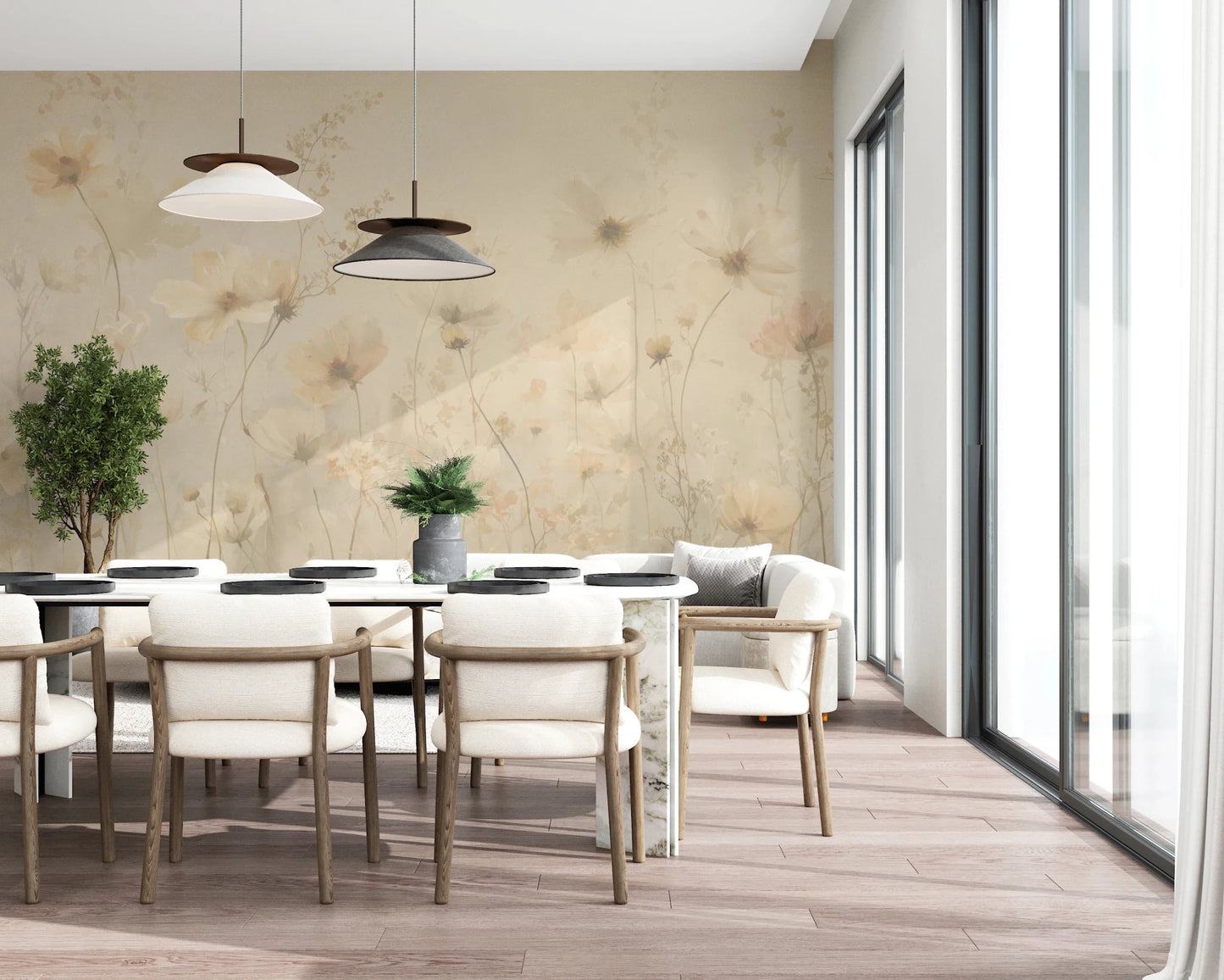 Poetic Soft Floral – Honey Wall Mural