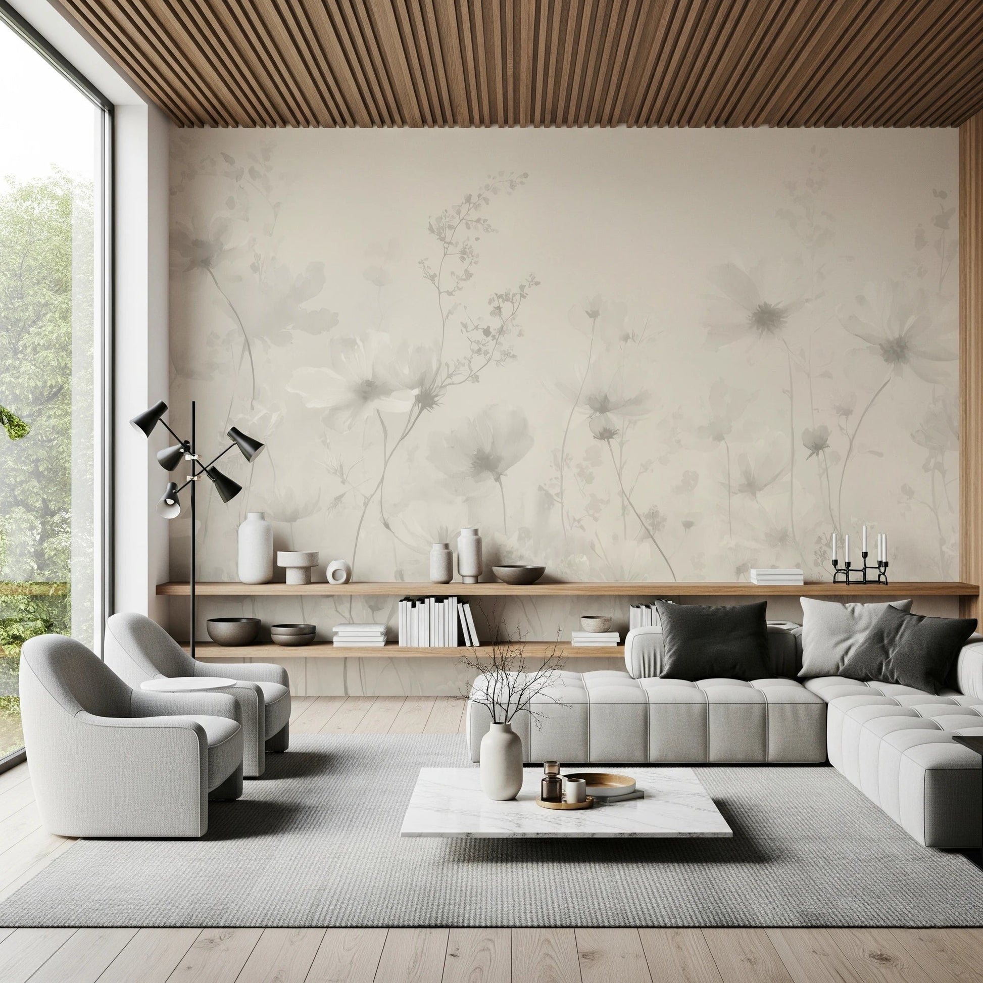 Poetic Soft Floral – Linen Wall Mural