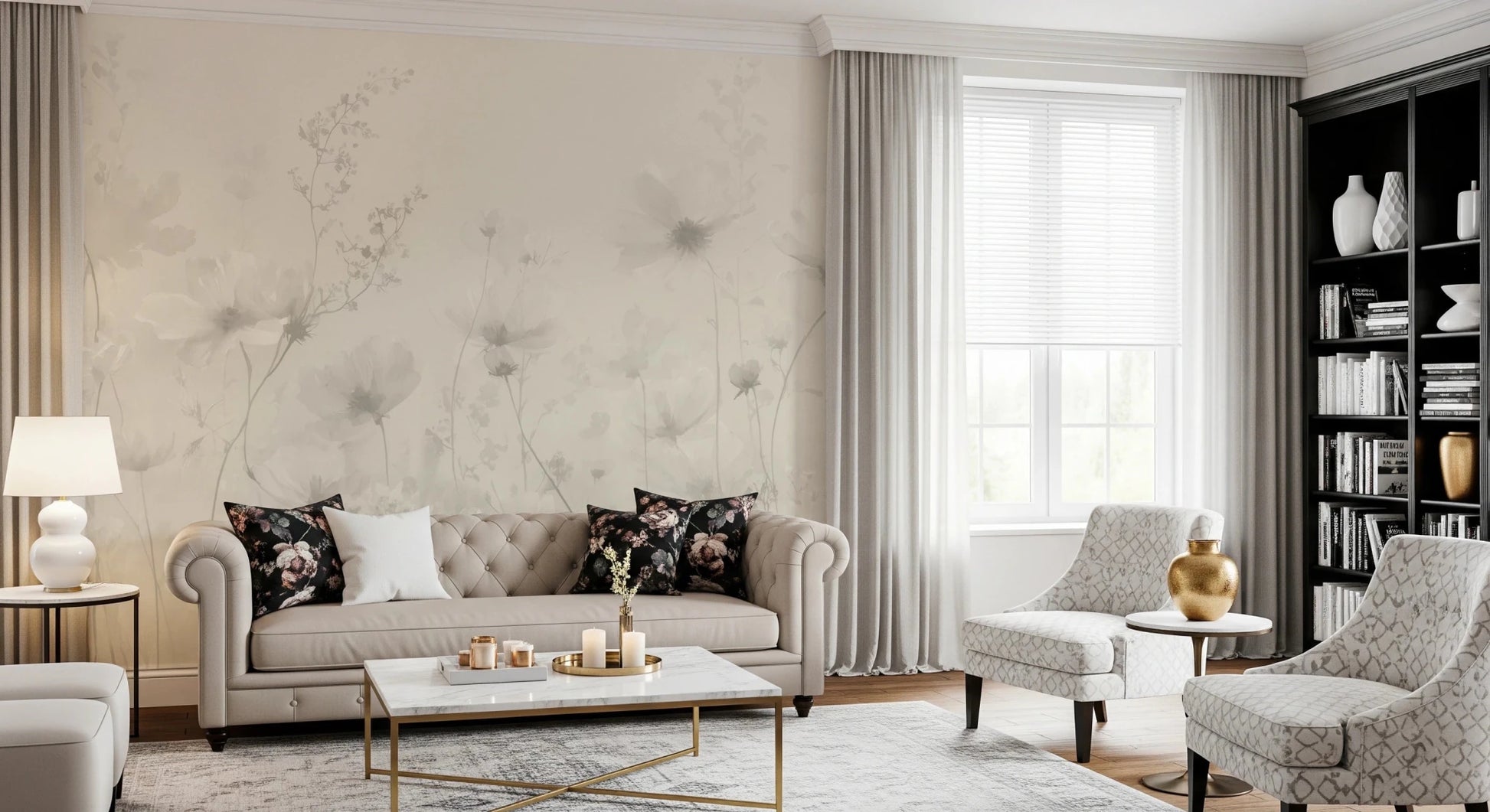 Poetic Soft Floral – Linen Wall Mural