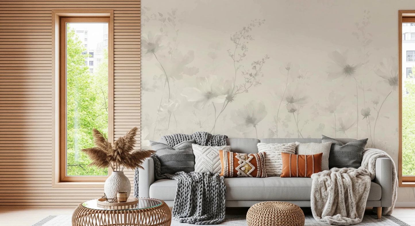 Poetic Soft Floral – Linen Wall Mural