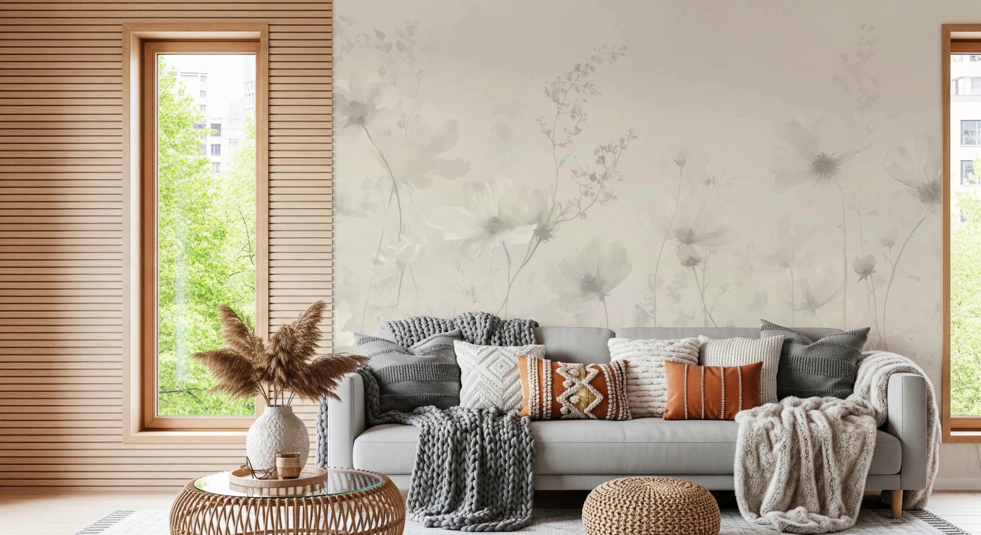 Poetic Soft Floral – Linen Wall Mural