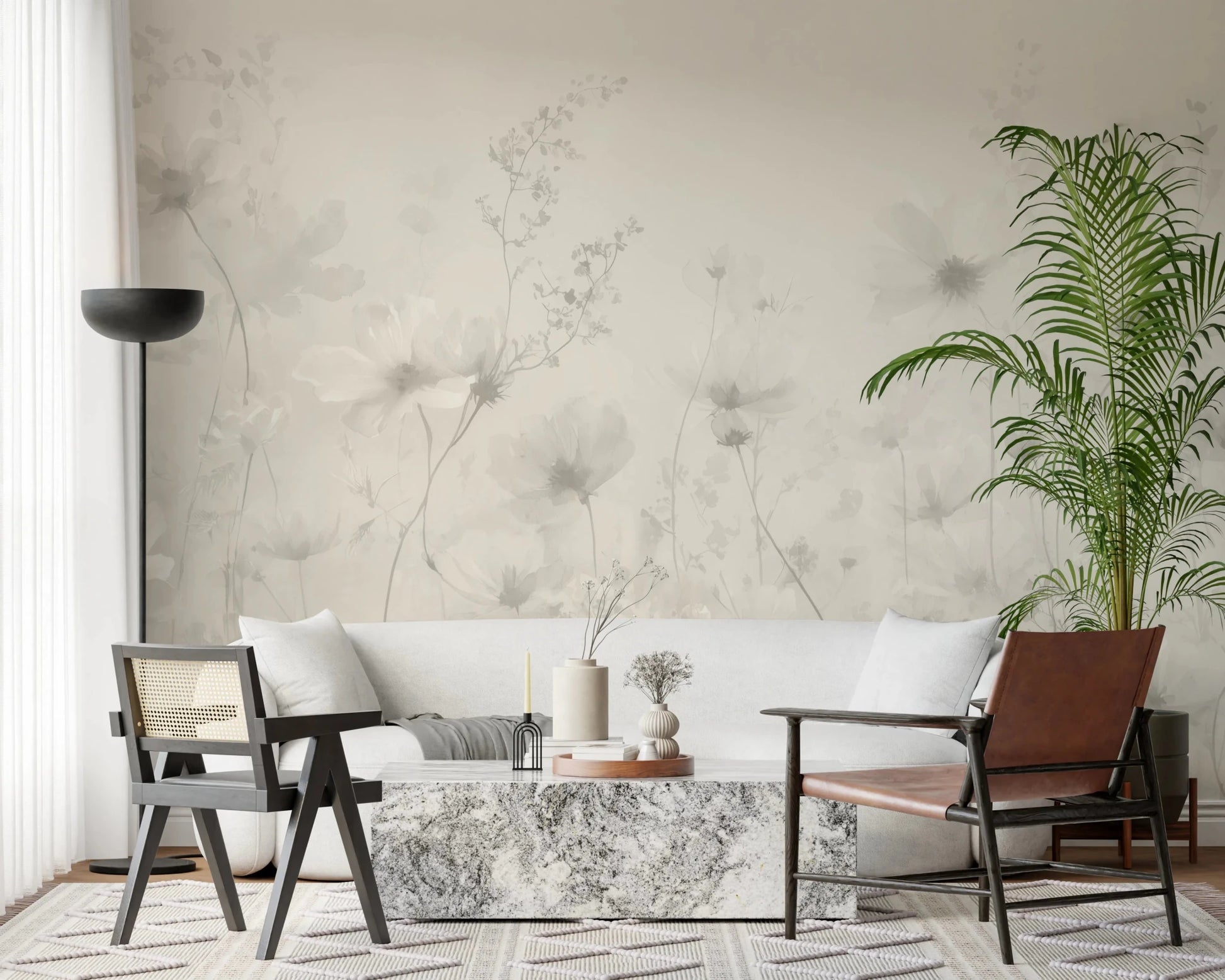 Poetic Soft Floral – Linen Wall Mural