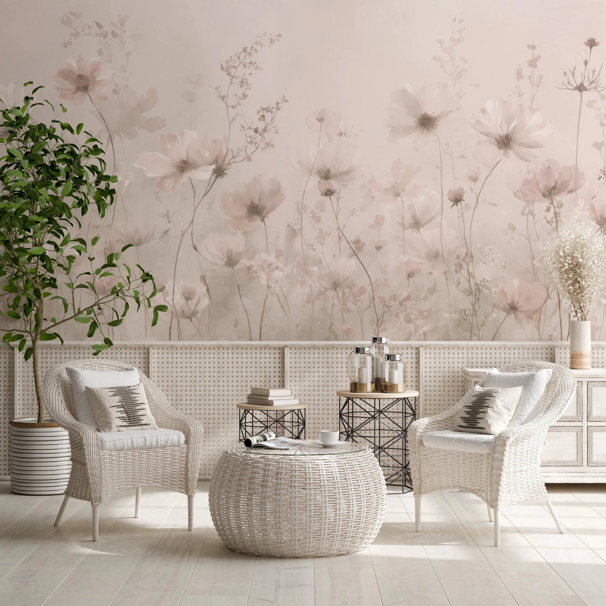 Poetic Soft Floral – Petal Dust Wall Mural