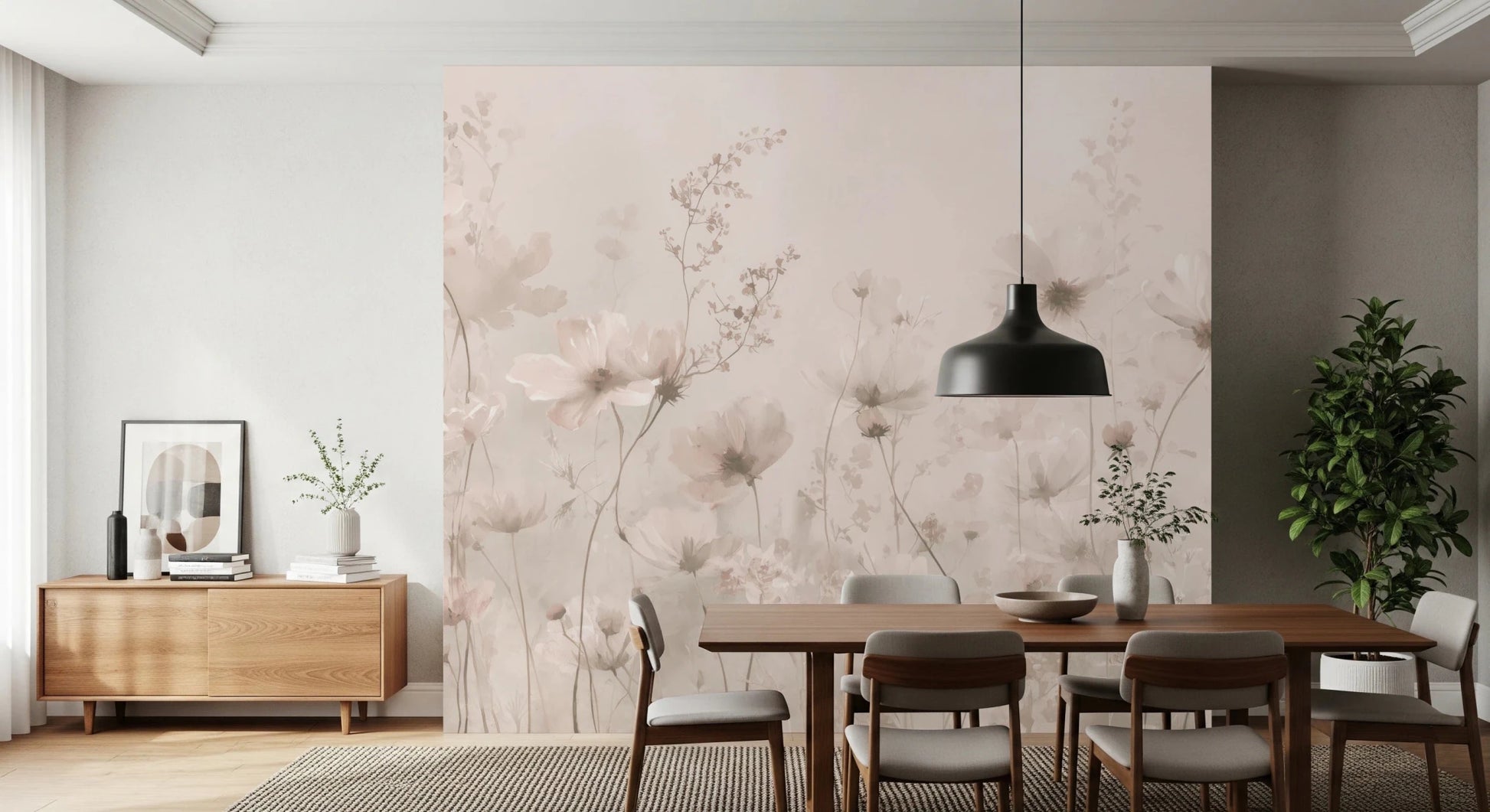 Poetic Soft Floral – Petal Dust Wall Mural