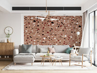 A calming abstract design wallpaper mural that defines a space.