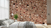 A peaceful modern abstract mural on decorative wallpaper.