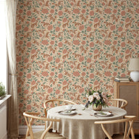 Country Western wallpaper with horses and blooms

