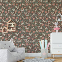 Ponies and Peonies wallpaper for rustic nurseries