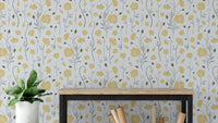 Poppies Garden Wallpaper with vibrant red flowers in a traditional flat lounge.