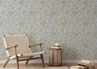 Detail of a textured wallpaper finish with poppy motifs for a nursery.
