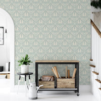 Storybook-style wallpaper with poppies and forest animals

