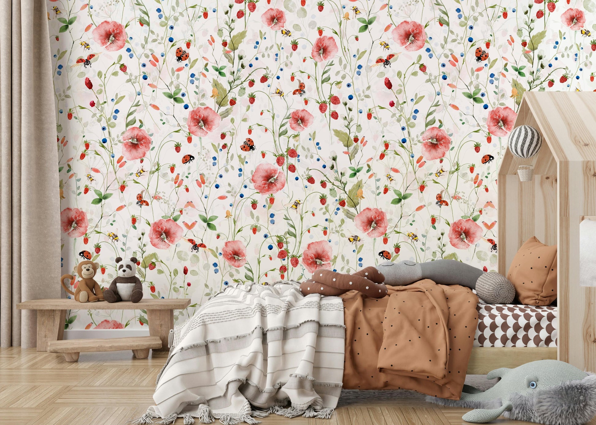 The mural has soft and gentle colors.

