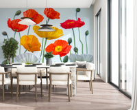 Poppy Field Burst Wall Mural