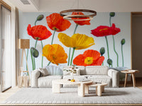 Poppy Field Burst Wall Mural