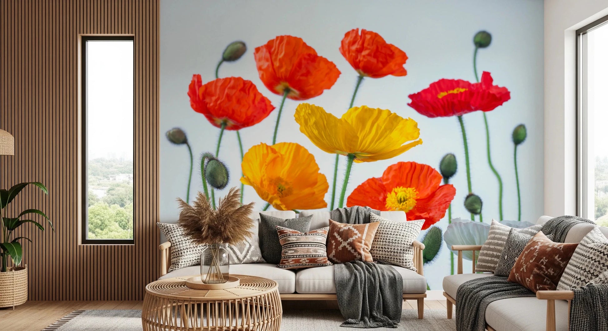 Poppy Field Burst Wall Mural