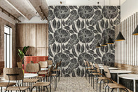 Stylish Black White Block Poppy floral illustration for your modern walls.