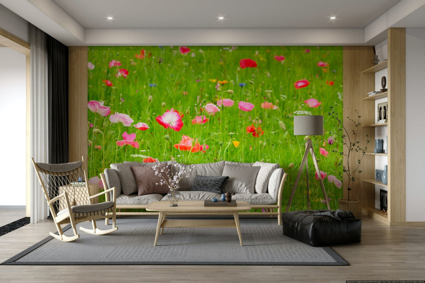 peaceful poppy field scene

