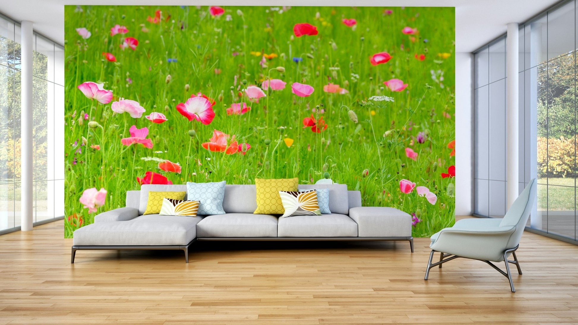 beautiful floral wallpaper for a living room

