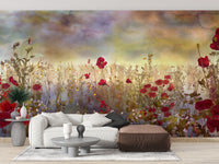 Poppy Red Color Flower Wallpaper Murals - Giffywalls