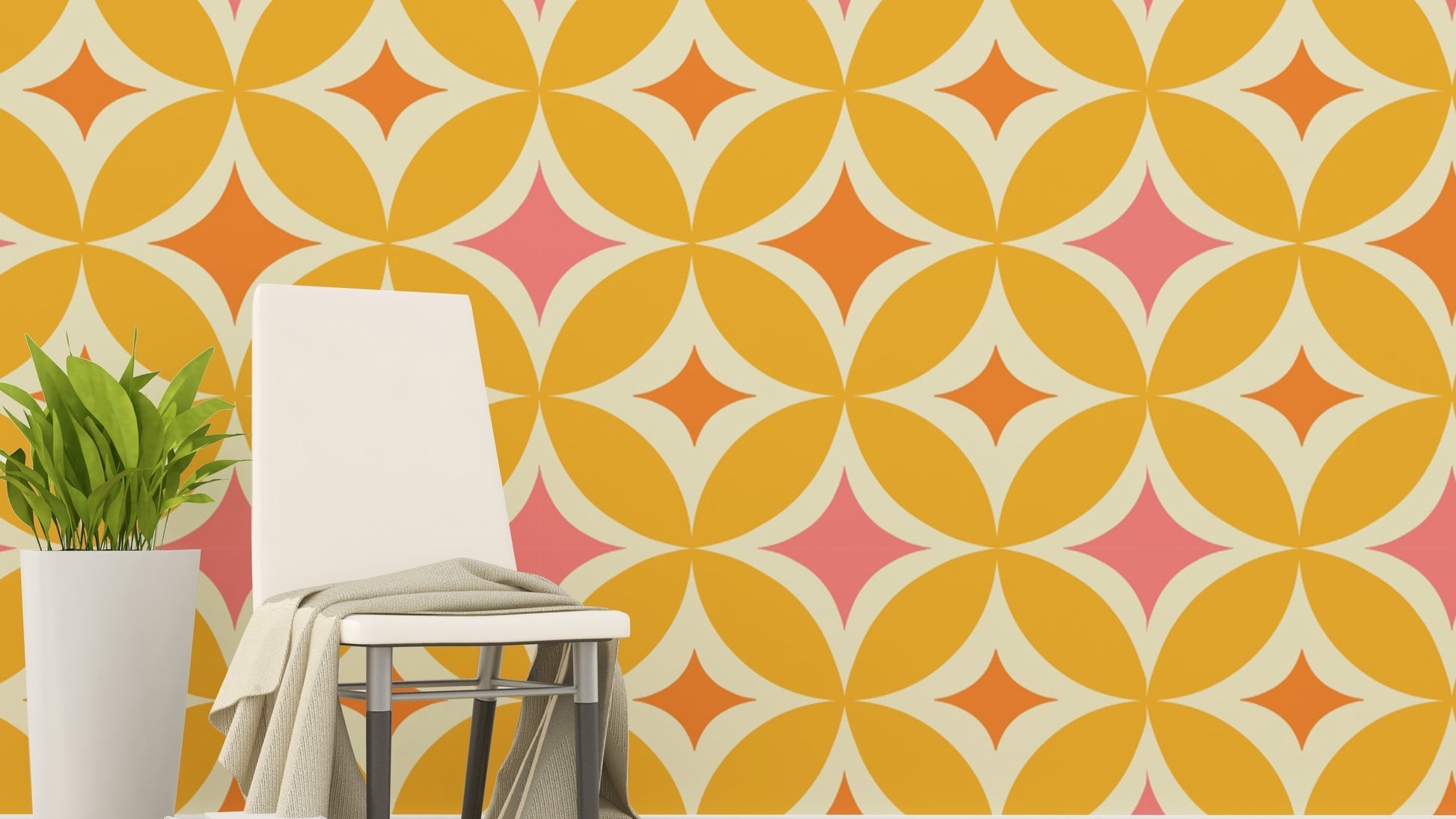 Portuguese Yellow Tiles Azulejos Design Wallpaper for walls