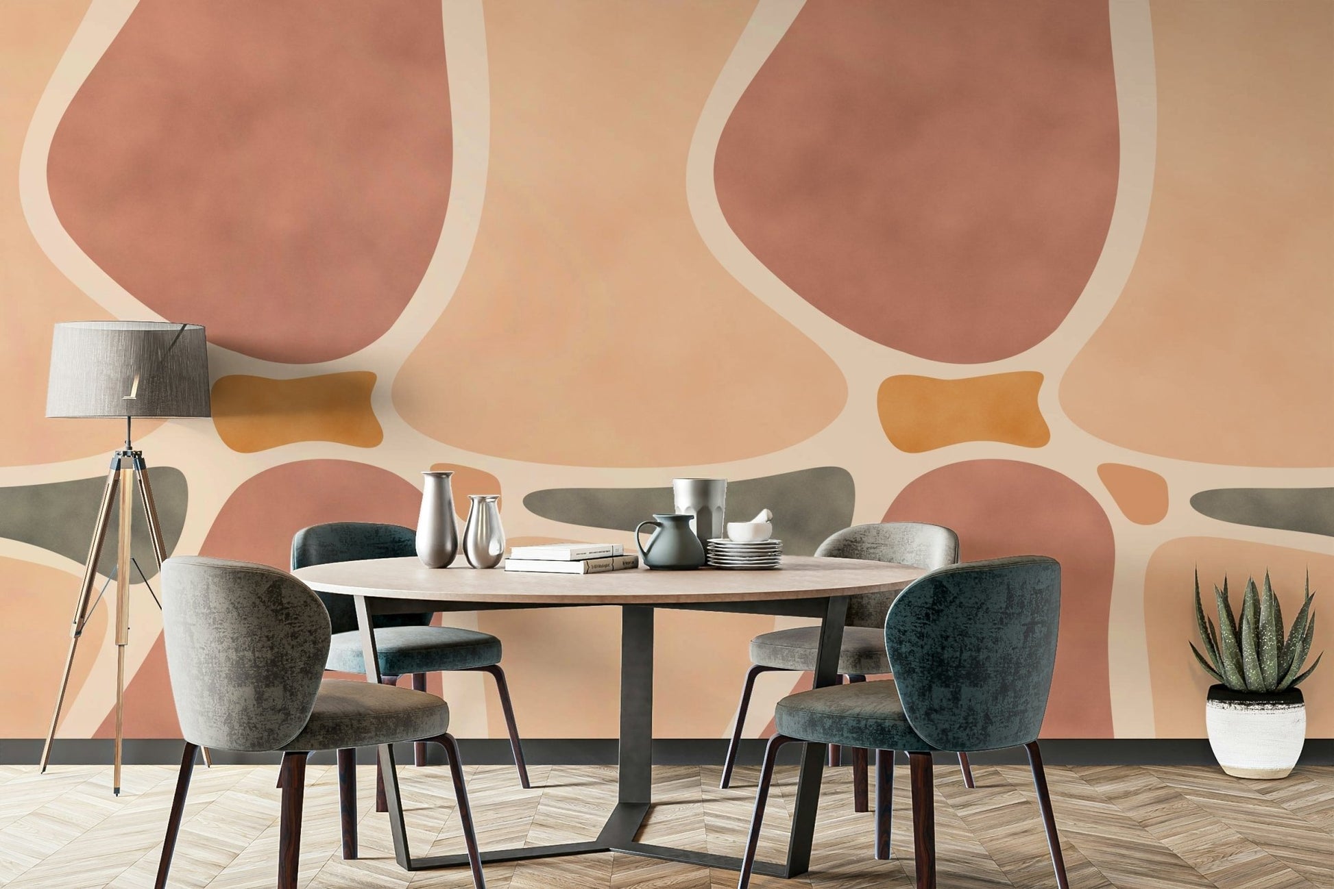 Contemporary pottery wall mural design

