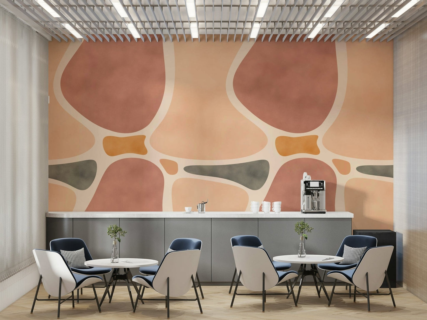 Abstract shapes and earthy colors mural


