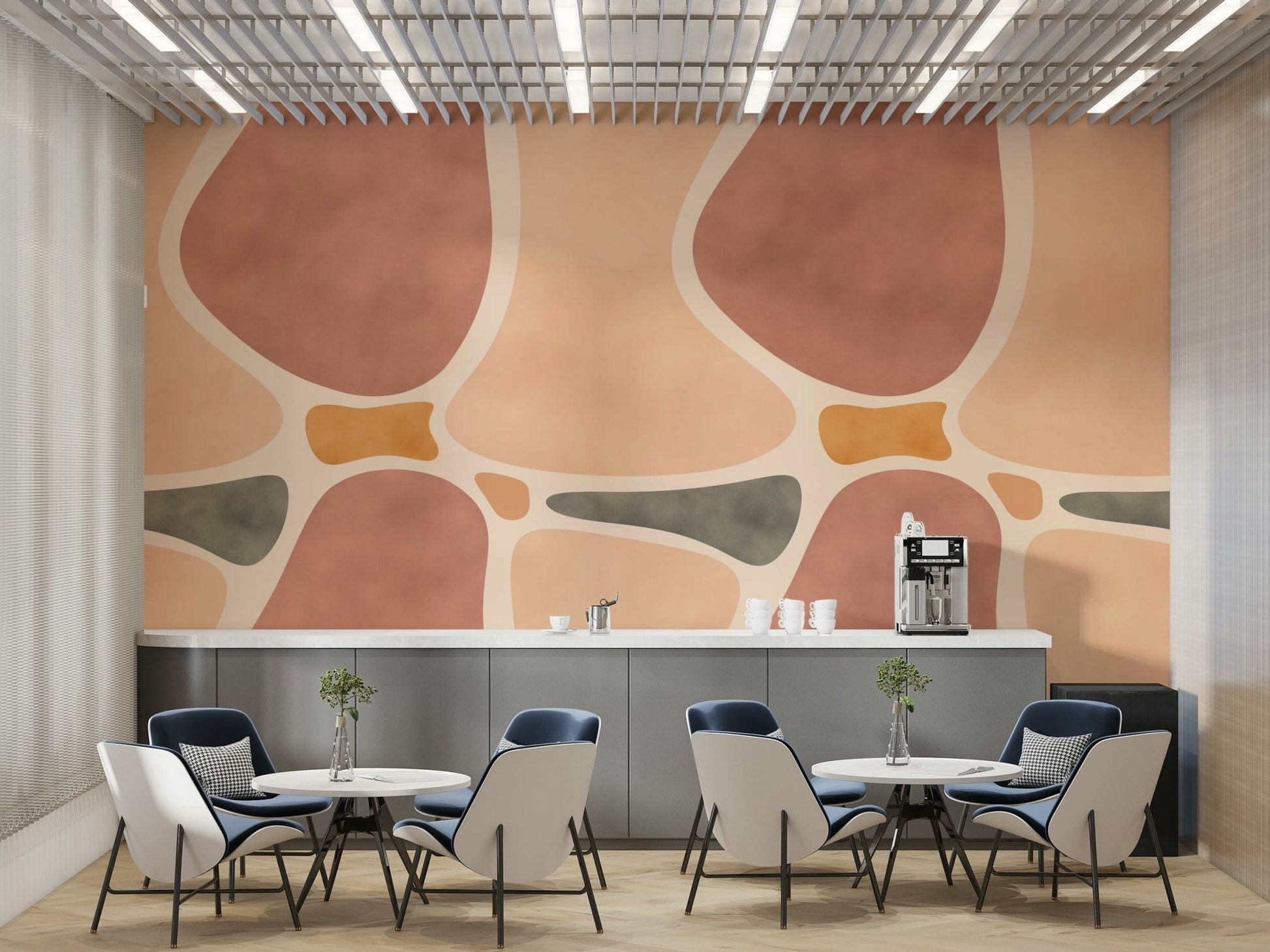 Abstract shapes and earthy colors mural

