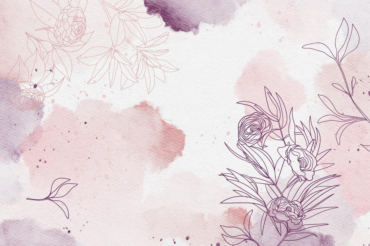 Pastel Pink Purple Watercolor Floral Wallpaper in your room