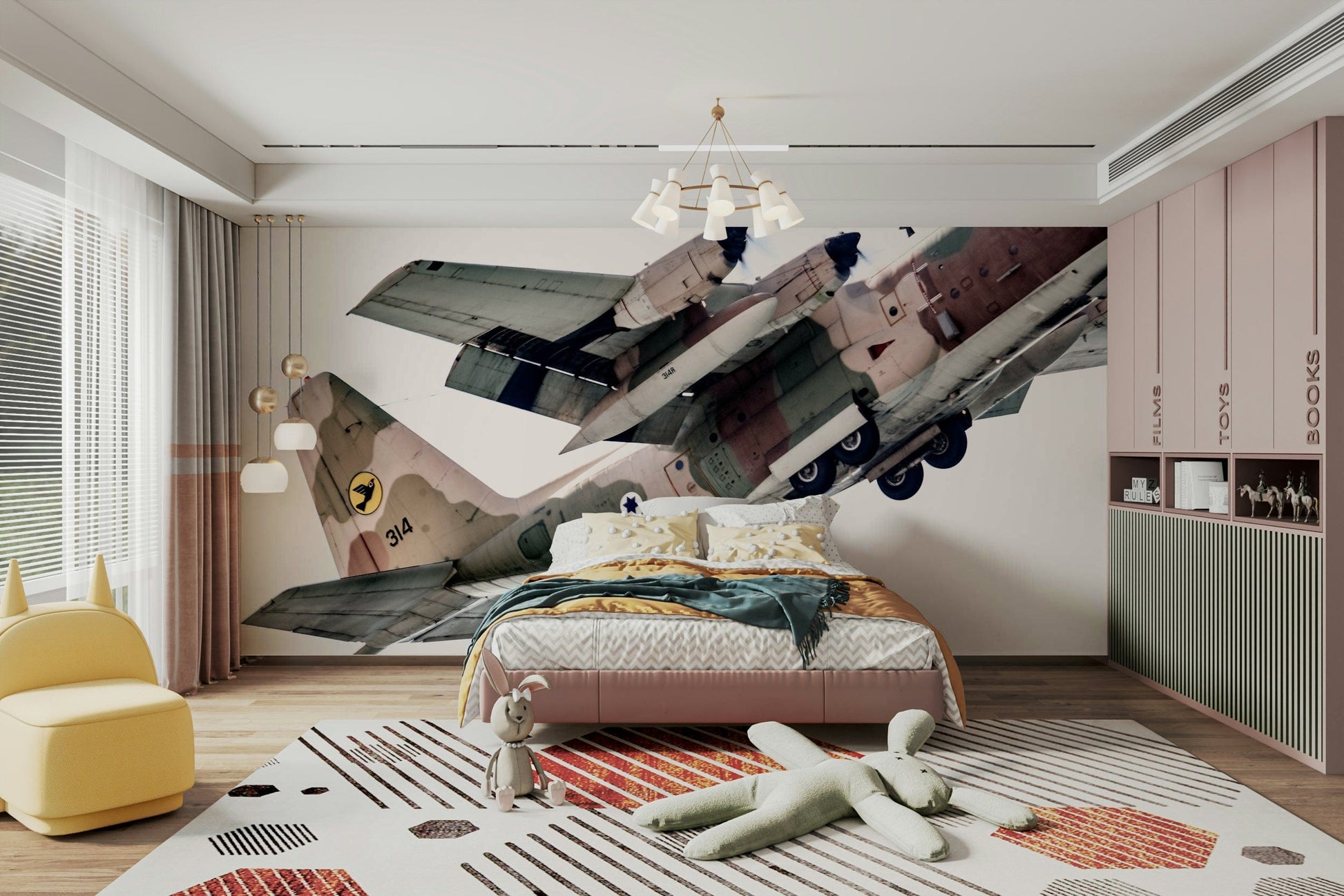 An artistic abstract design mural for home decor.

