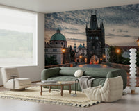 Prague urban landscape wall art designed as city wallpaper