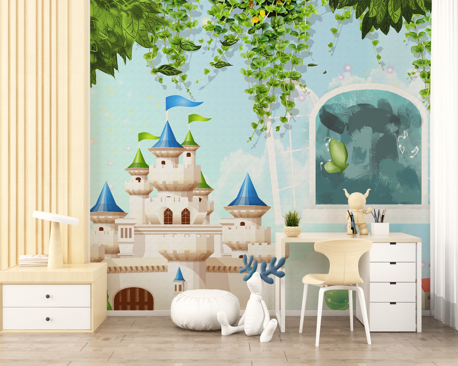 Princess-themed castle wall design
