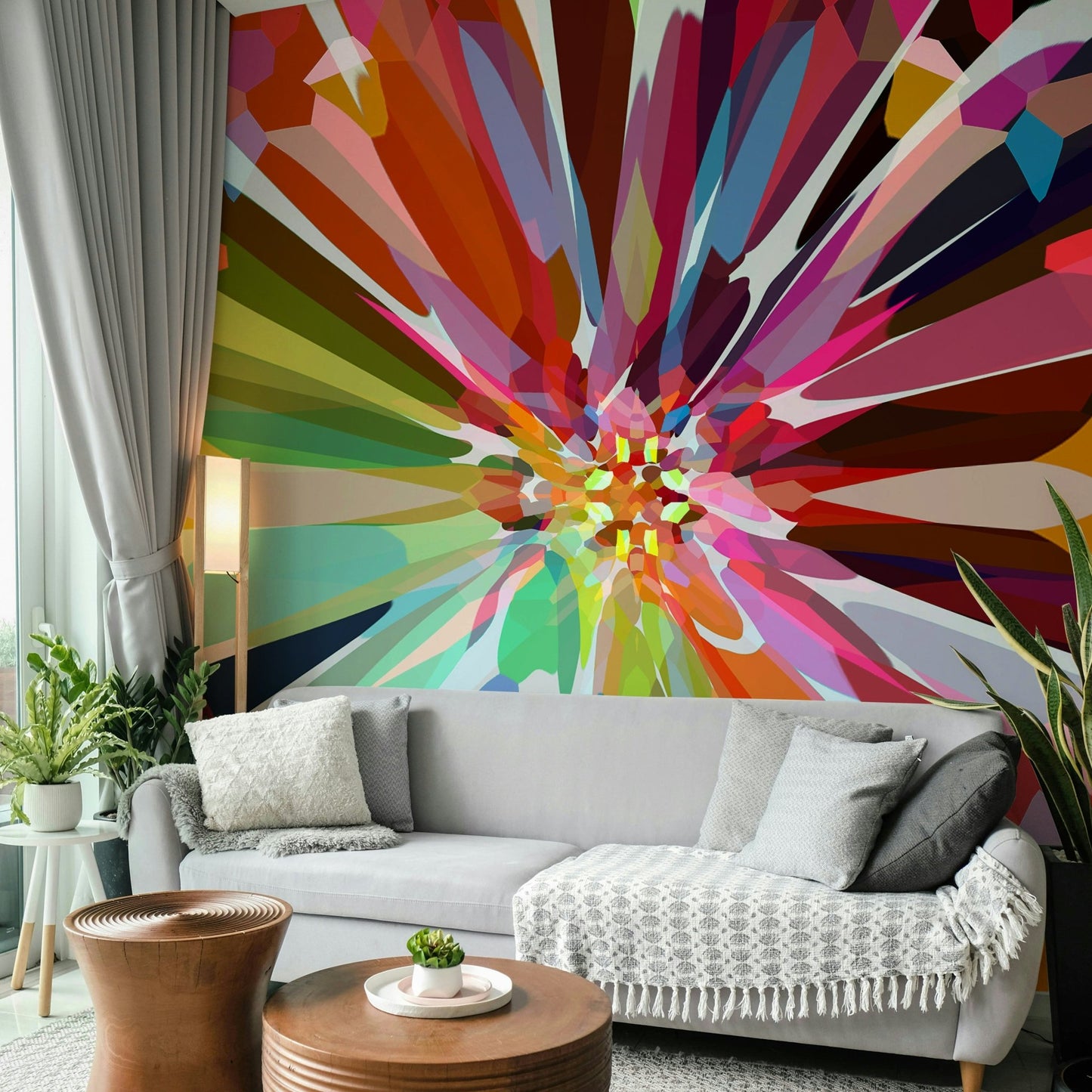 Contemporary mural with light and color explosion

