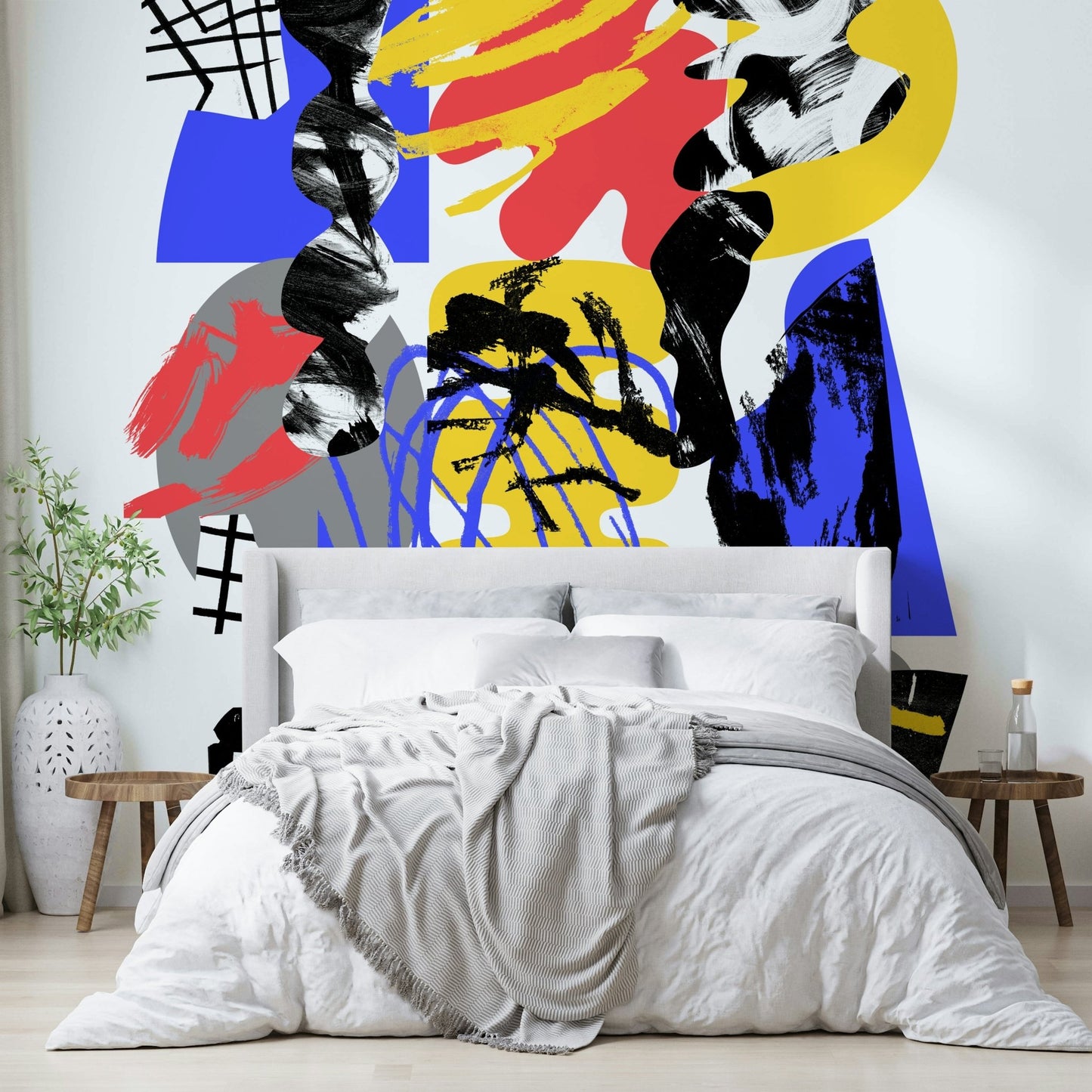 Dynamic prismatic fragments mural adding energy to your space

