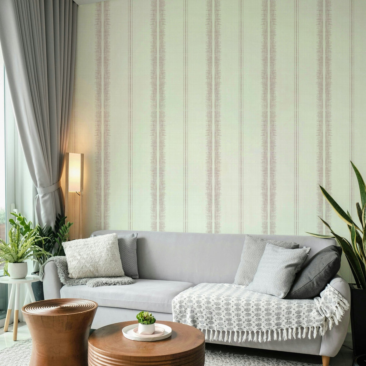 Close-up of Provence Boho striped design in pale pink tones

