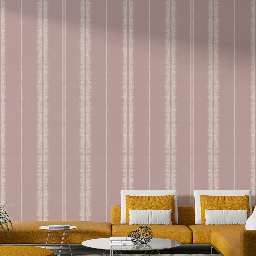 Provence Boho Stripes Pale Pink Wallpaper with delicate stripes

